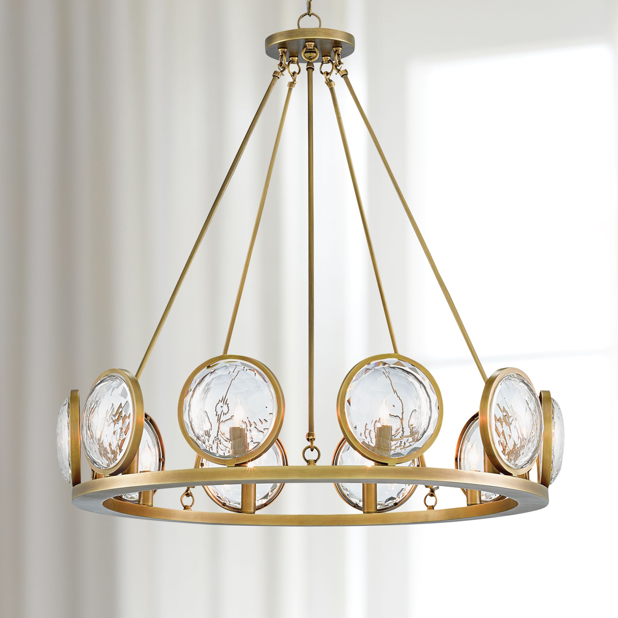 MarjieScope 32"W 10-Light Antique Brass Chandelier