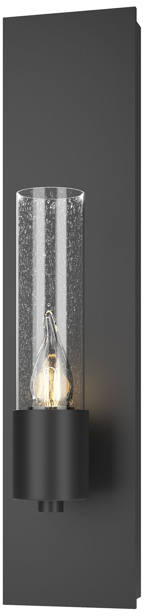 Pillar 1 Light Sconce - Black Finish - Seeded Clear Glass