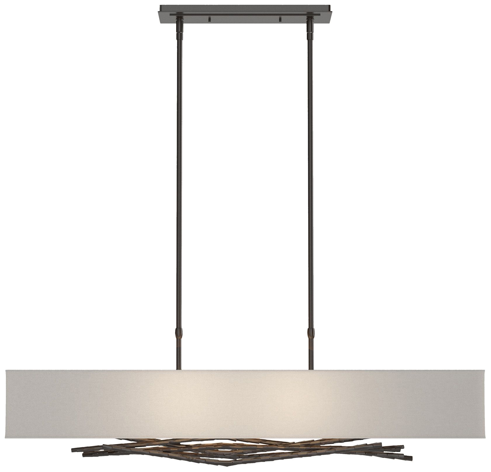 Brindille 42" Oil Rubbed Bronze Long Pendant Light Grey Shade