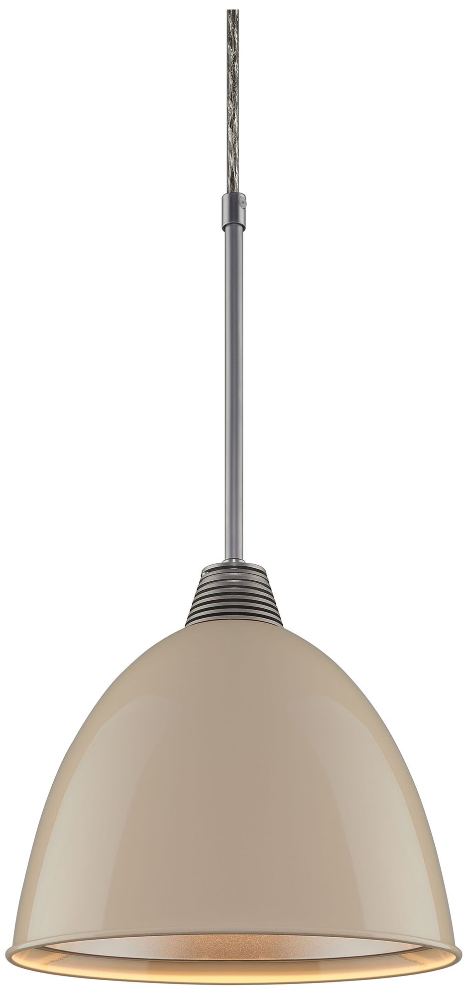 Classic 9.6" LED Matte Chrome Pendant w/ Ivory Aluminum Shade