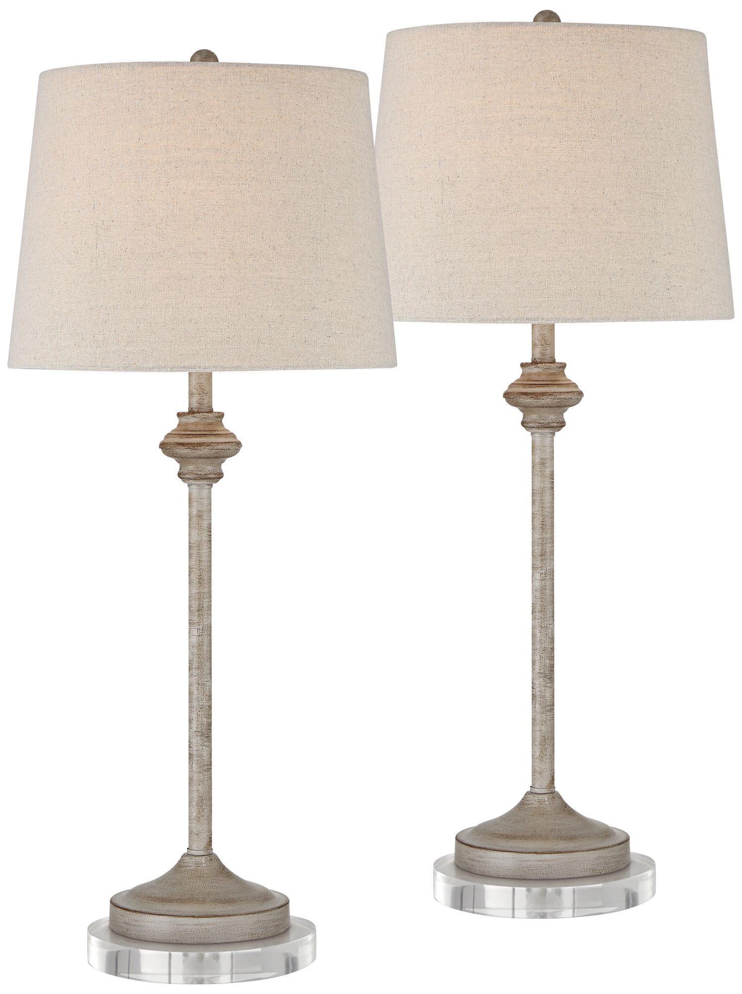 Lynn Beige Wood Buffet Table Lamps With 7" Round Risers