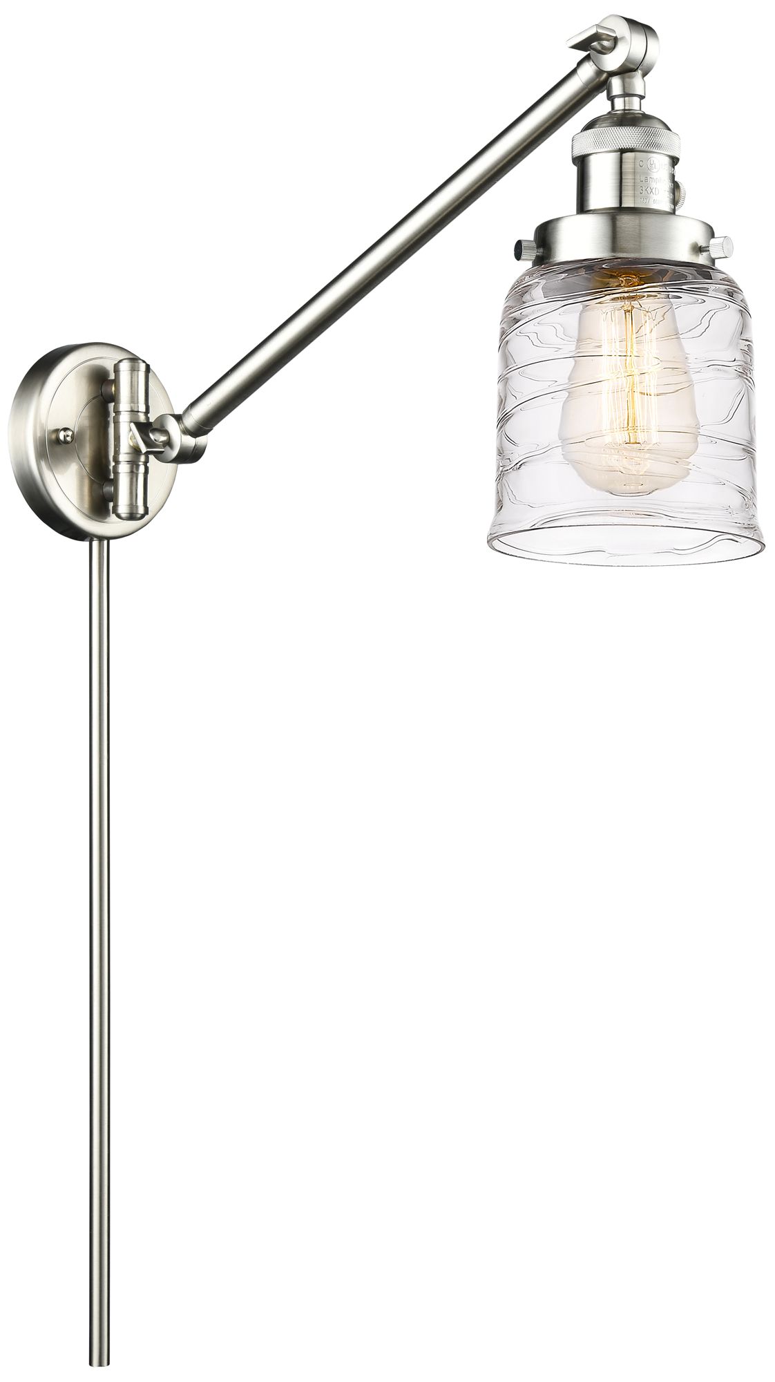 Bell 8" Brushed Satin Nickel LED Swing Arm With Deco Swirl Shade