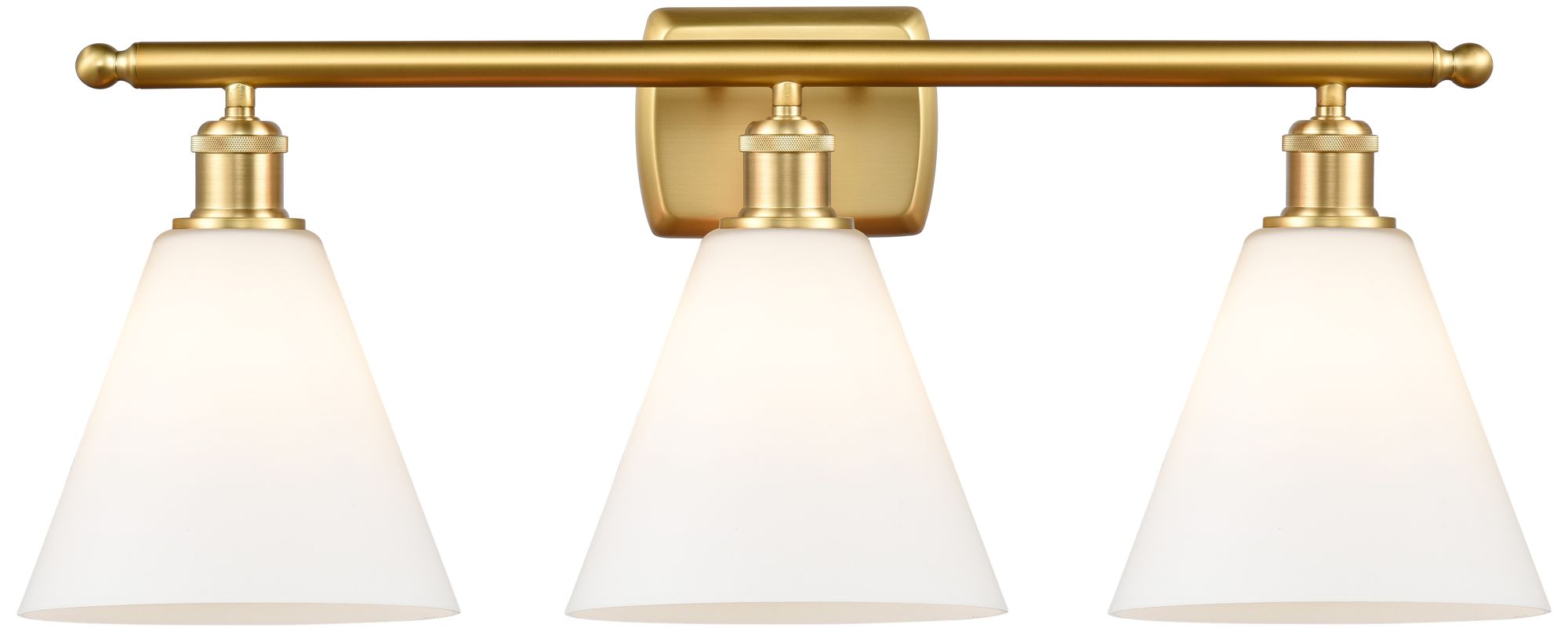 Berkshire 3 Light 28" LED Bath Light - Satin Gold - Matte White Shade