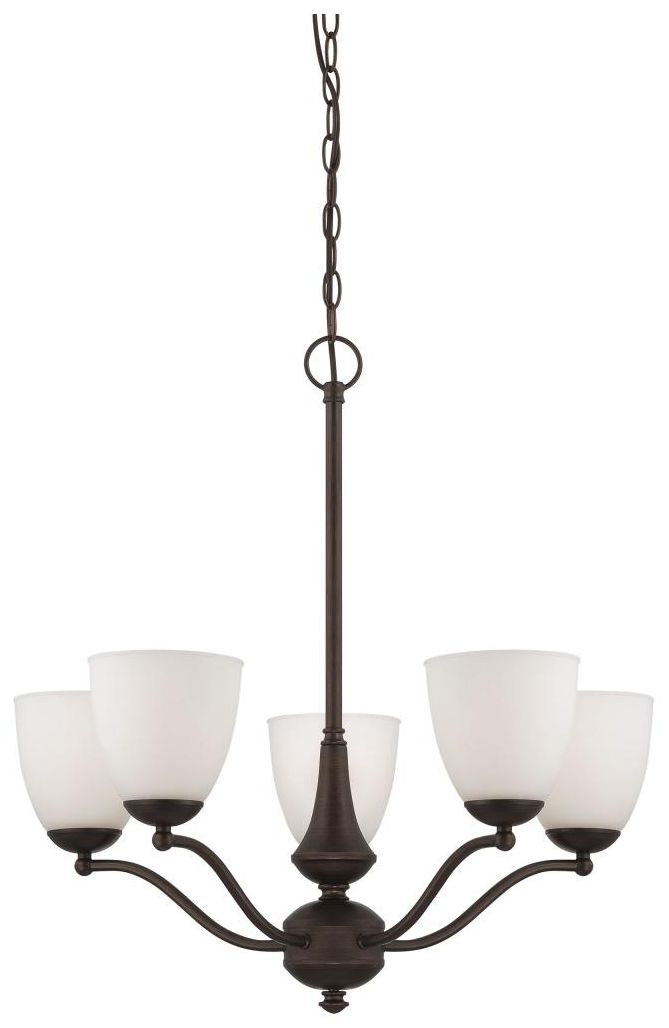 Patton; 5 Light; Chandelier (Arms Up) with Frosted Glass