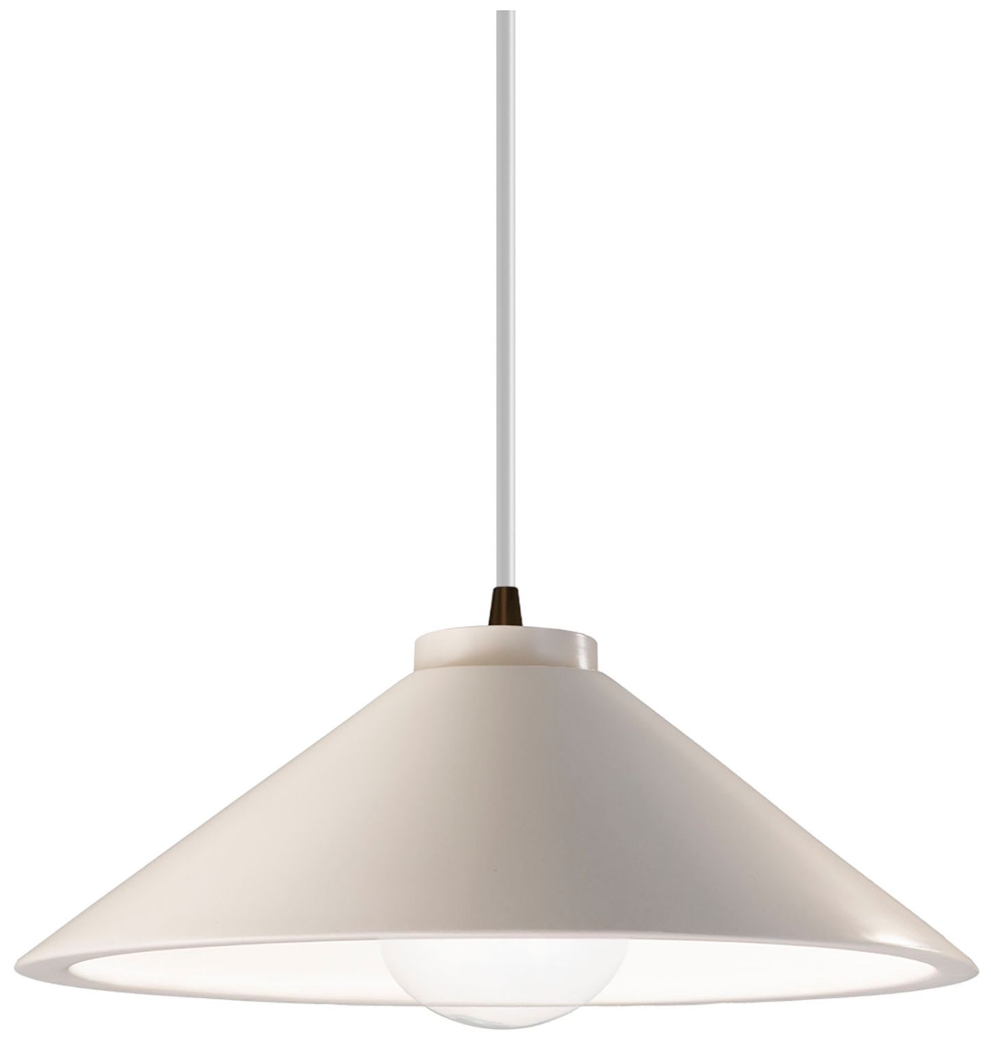 Flare LED Pendant - Matte White - Dark Bronze - White Cord