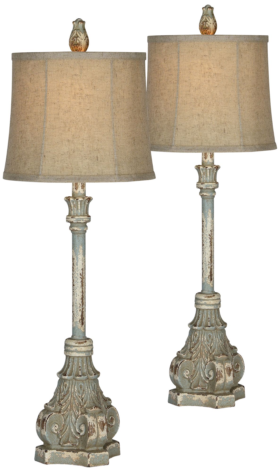 Forty West Rita Antique Blue Buffet Table Lamps Set of 2