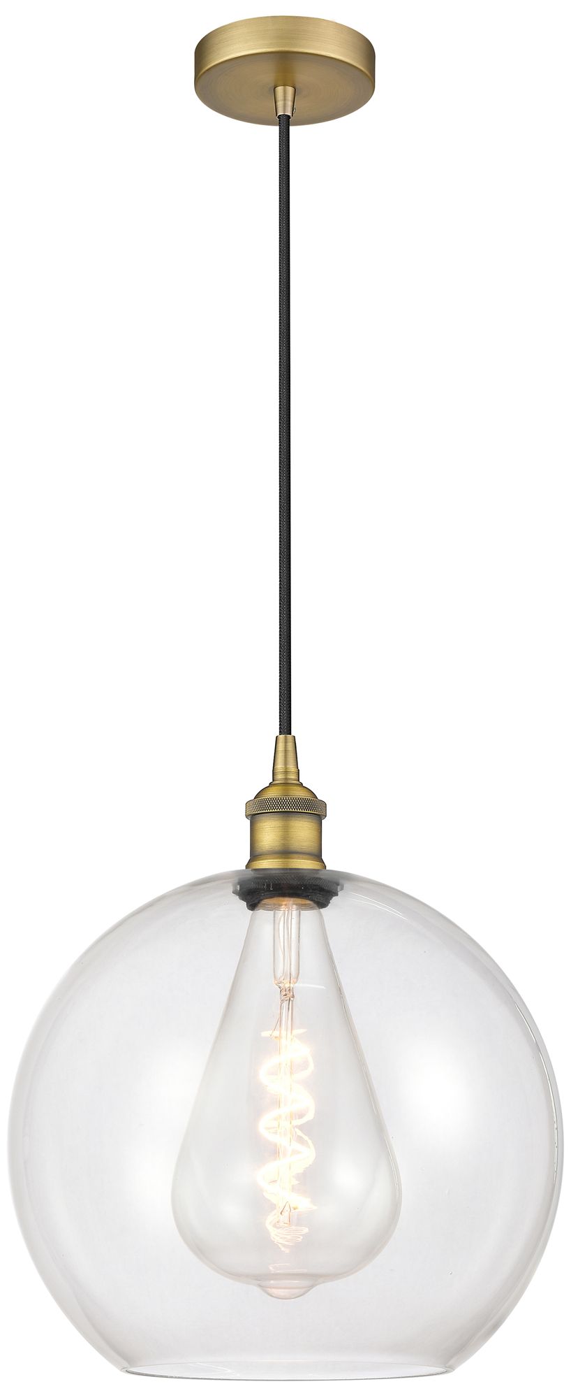 Athens 12" Brushed Brass Mini Pendant w/ Clear Shade