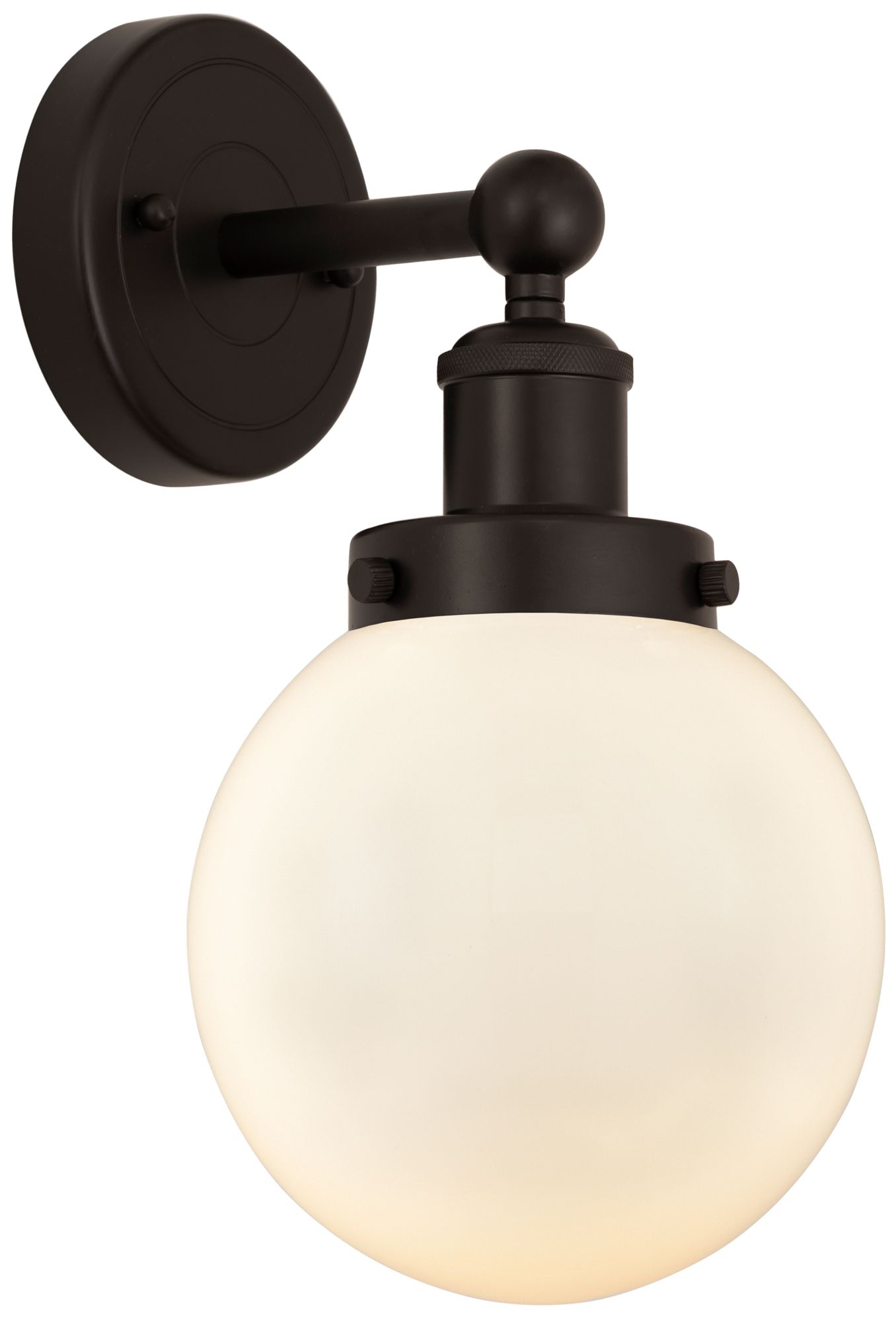 Small Edison Beacon 7" Oil Rubbed Bronze Sconce w/ Matte White Shade