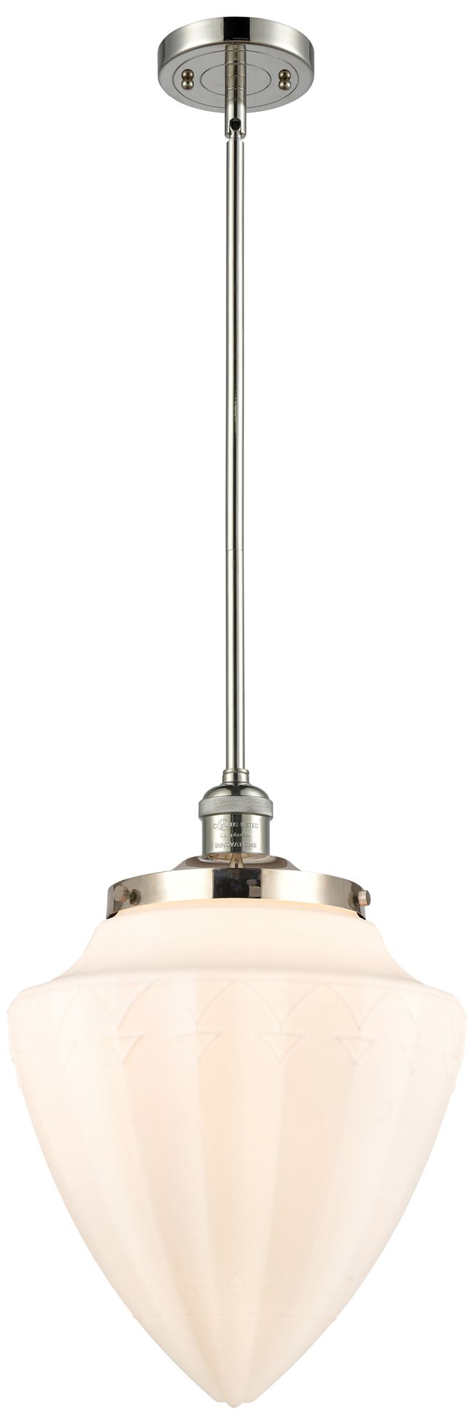 Bullet 12" Wide Polished Nickel Mini Pendant With Matte White Shade