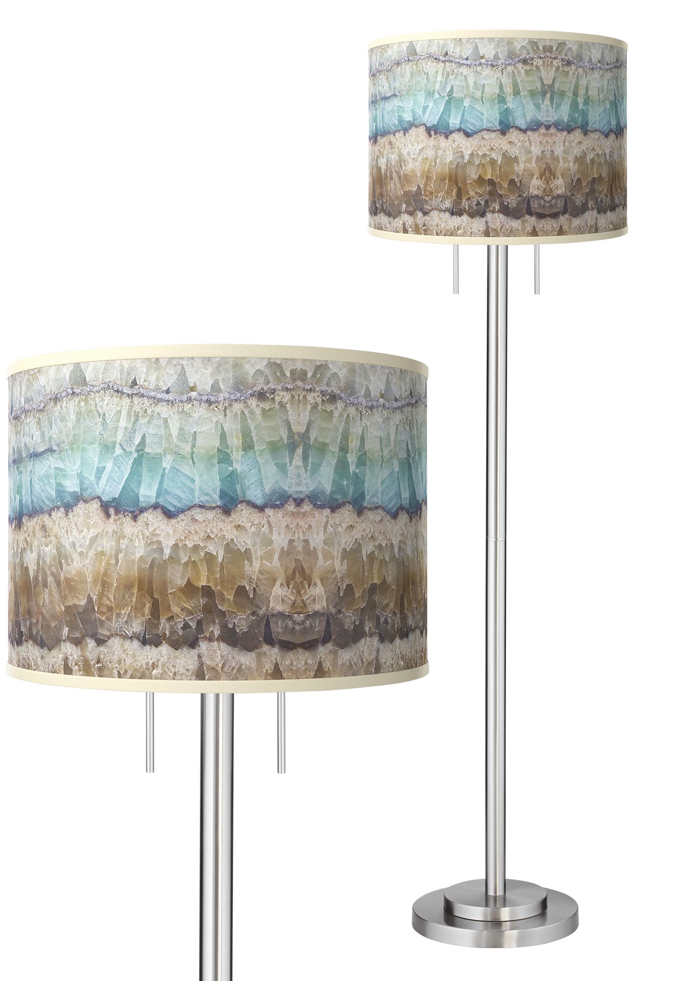 Marble Jewel Giclee Gallery Brushed Nickel Modern Floor Lamp