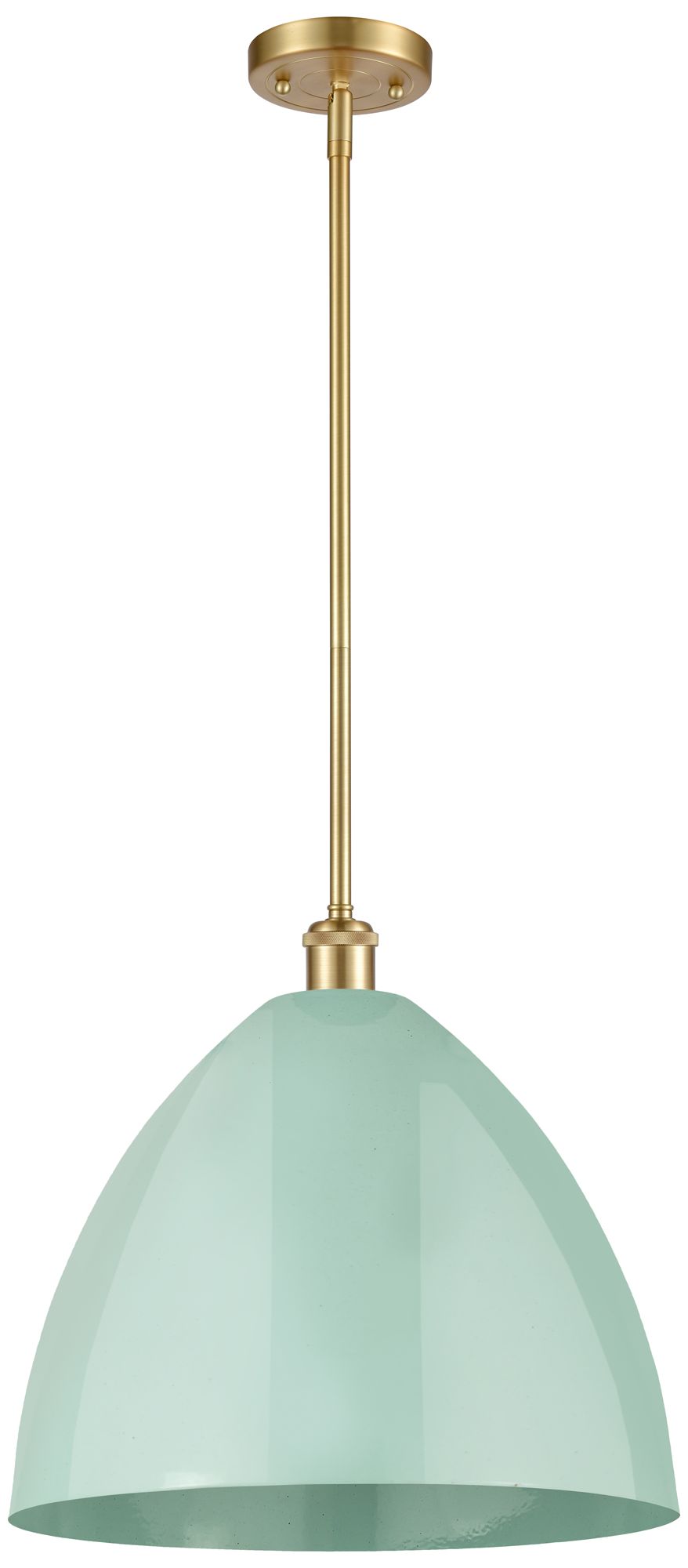 Plymouth Dome 16" Wide Satin Gold Stem Hung Pendant w/ Seafoam Shade