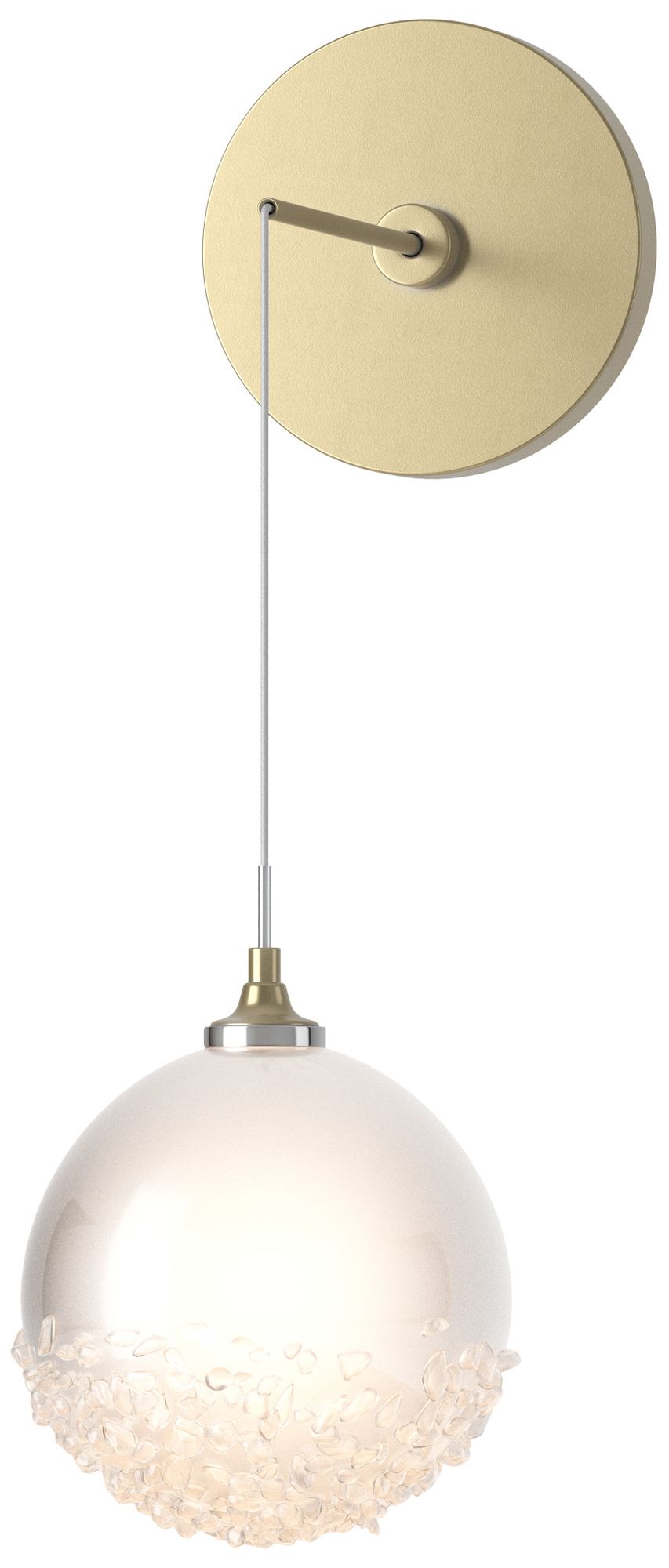 Fritz Globe 6.4" High Modern Brass Sconce With Frosted Glass Shade