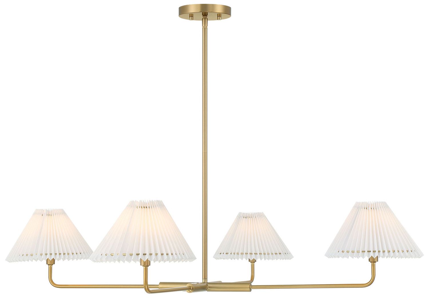 4-Light Chandelier in Natural Brass