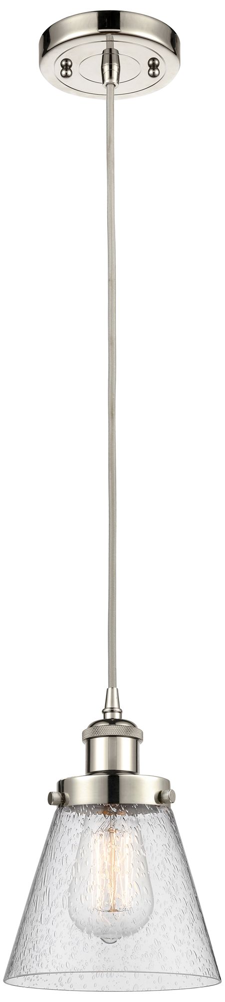 Ballston Urban Cone 6" LED Mini Pendant - Polished Nickel - Seedy Shad