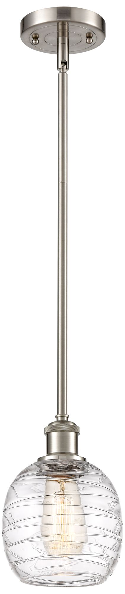 Belfast 6"W Brushed Satin Nickel Stem Hung Mini Pendant w/ Deco Swirl