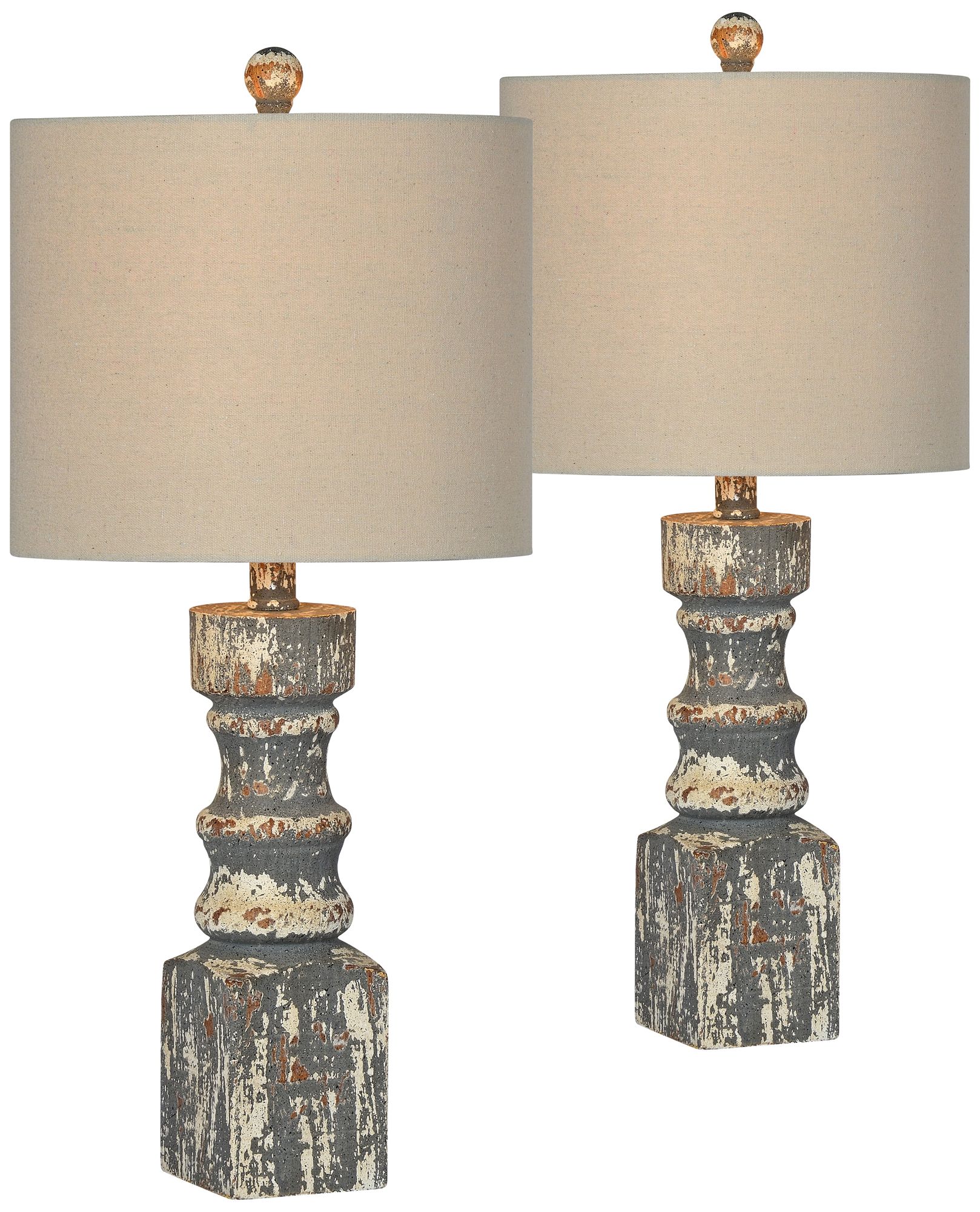 Forty West Hank Distressed Gray Table Lamps Set of 2