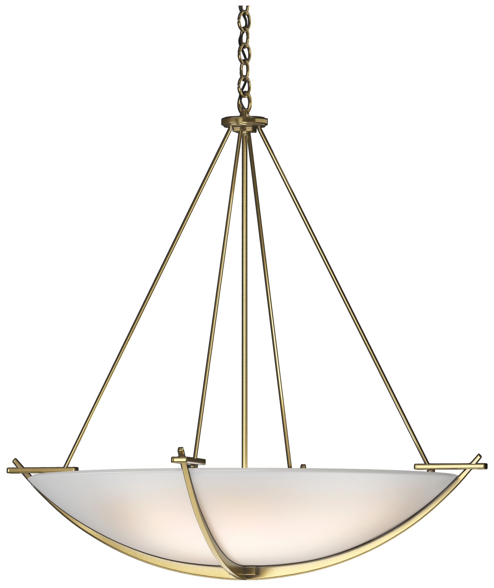 Compass 34.2" Wide Large Scale Modern Brass Pendant With Opal Glass Sh