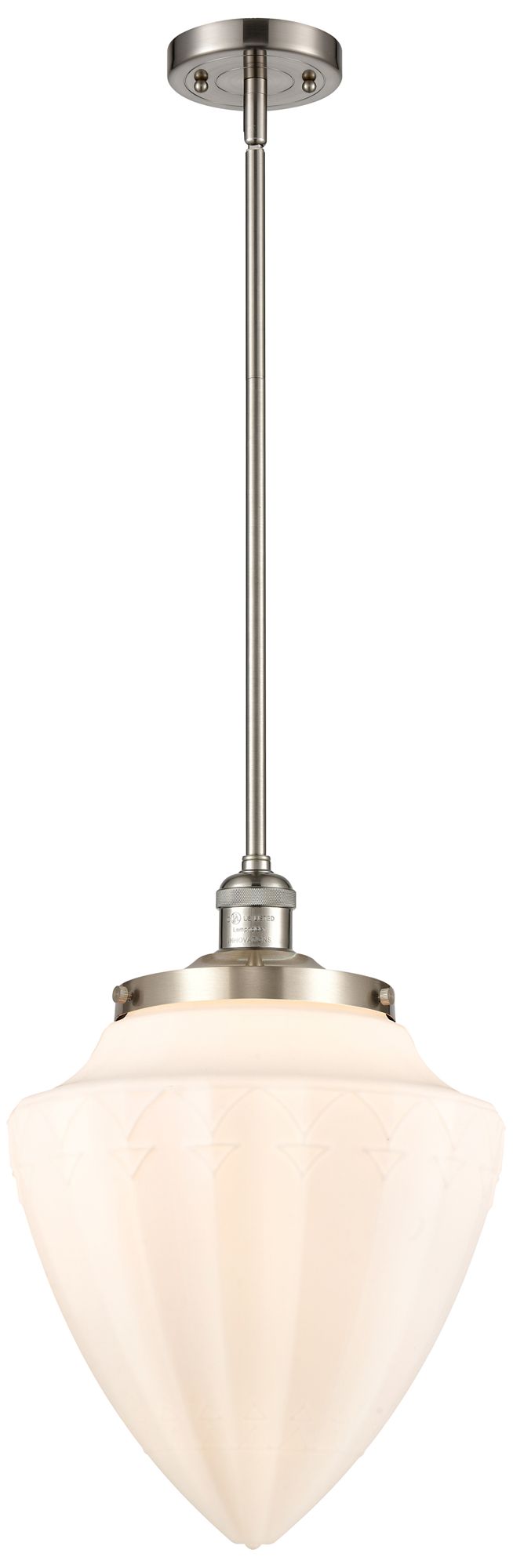 Bullet 12"W Brushed Satin Nickel Stem Hung Mini Pendant With White Sha