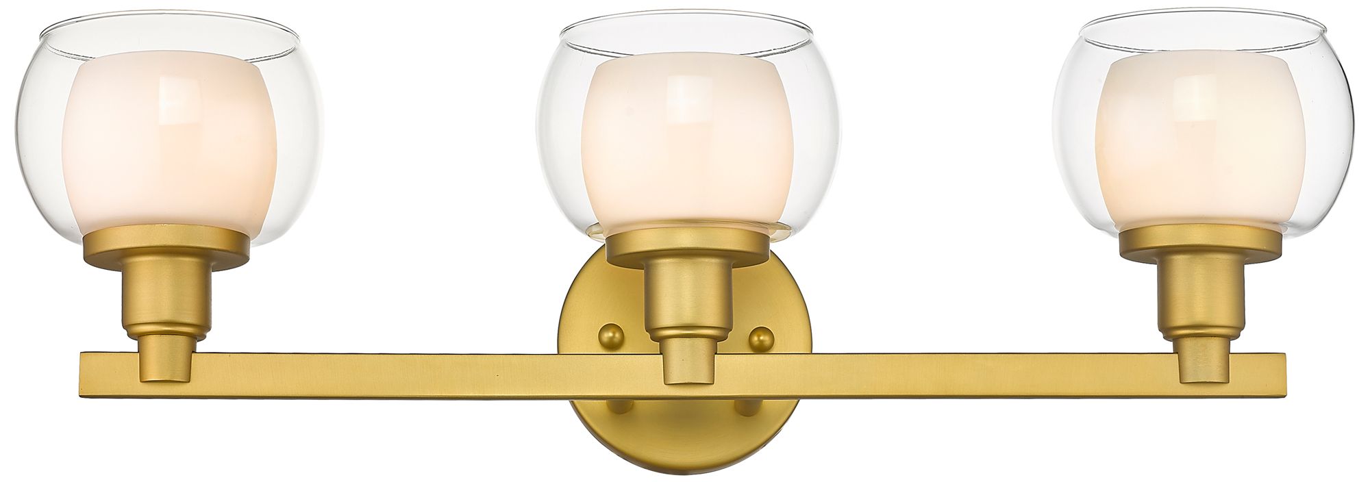 Cairo 23.5" 3 Light Satin Gold LED Bath Light w/ White & Clear Sha