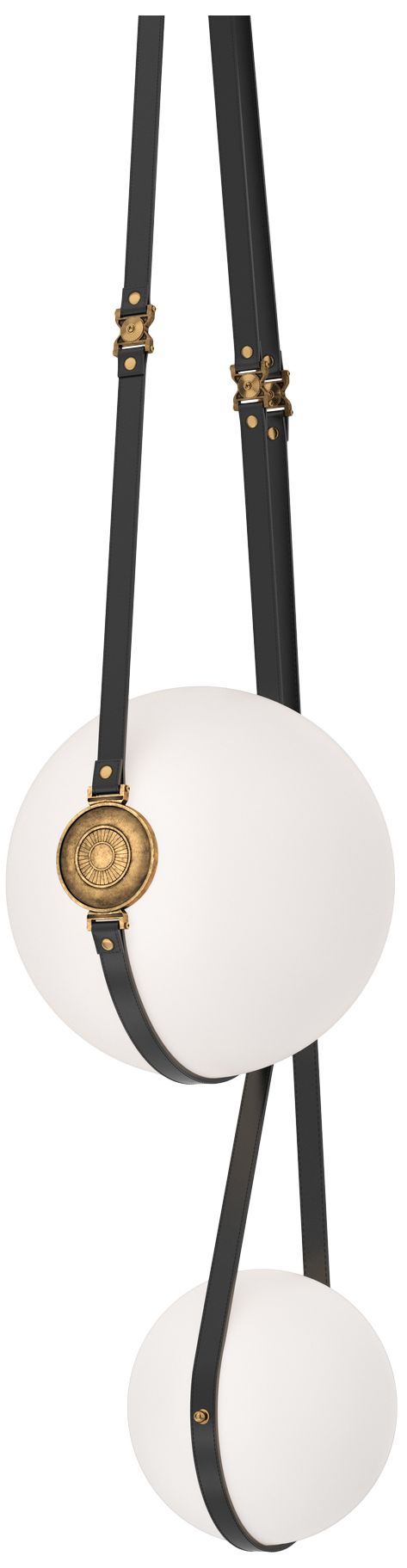 Derby 18.2"W Brass Multi LED Pendant w/ Black Straps and Opal Shade