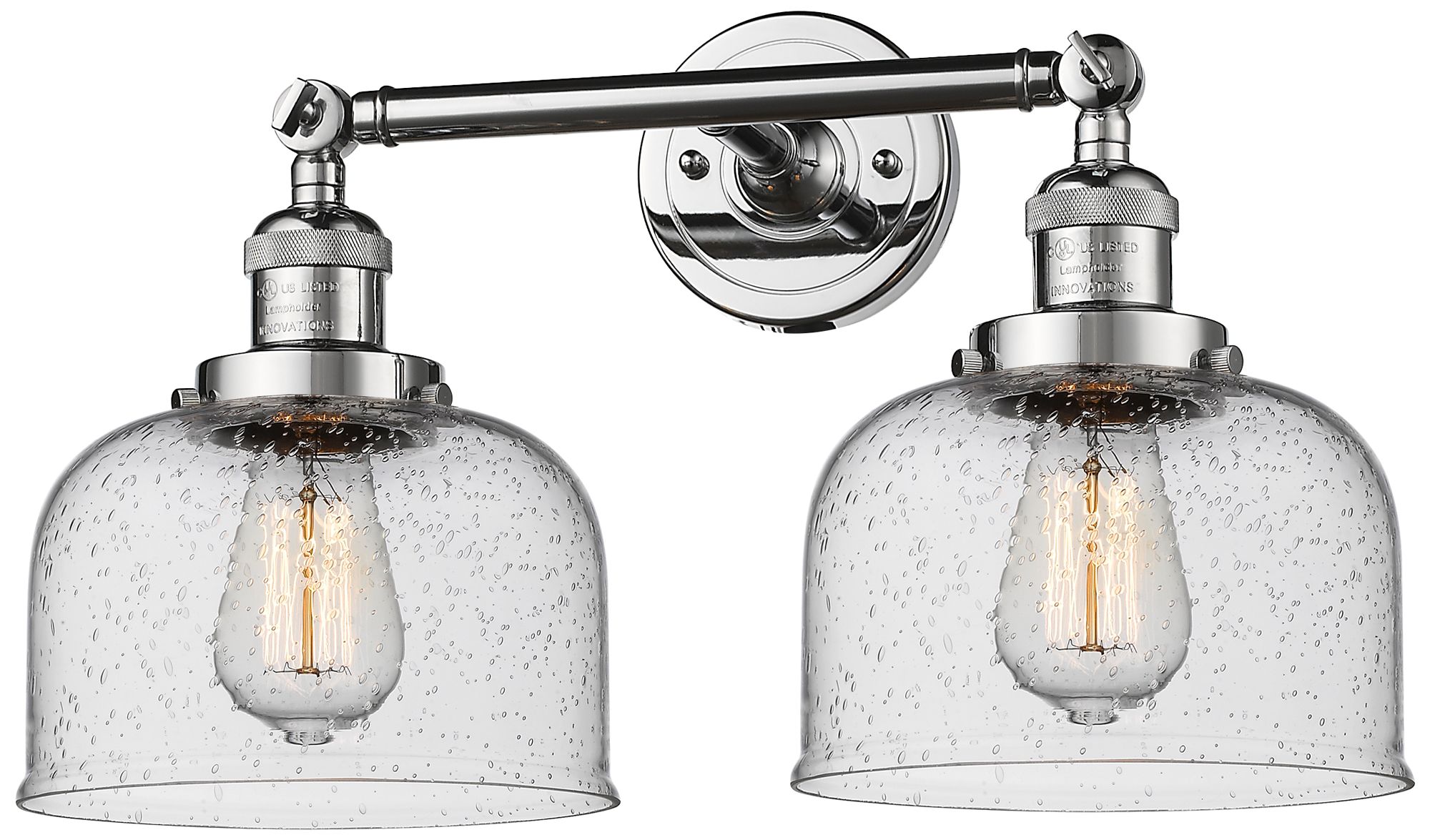 Bell 19" 2-Light Polished Chrome Bath Light w/ Seedy Shade