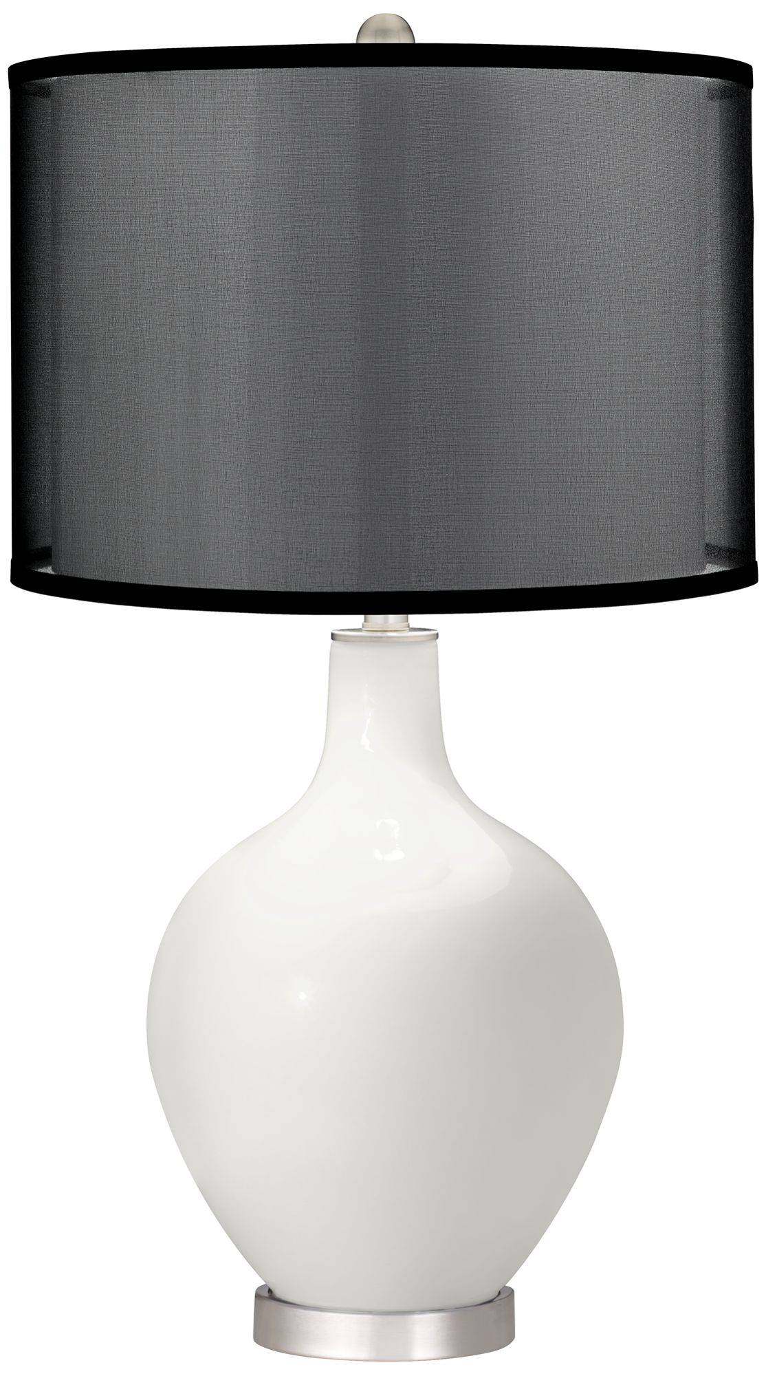 Winter White Ovo Table Lamp with Organza Black Shade