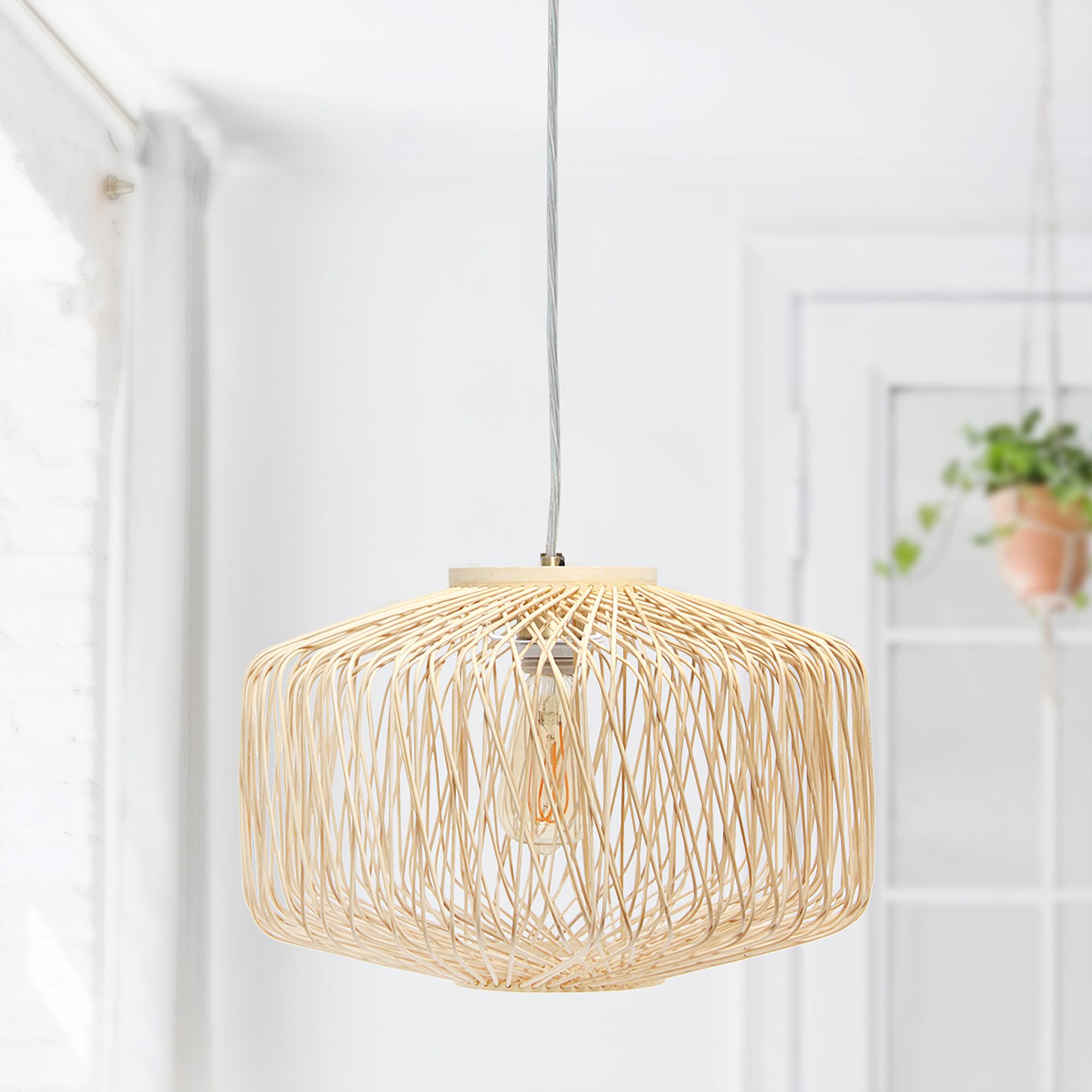 Organix 16" Wide Modern Natural Rattan Weave Pendant Light