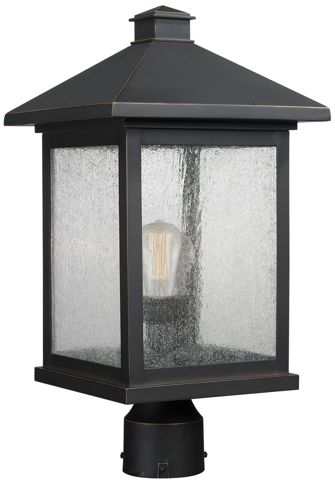 Z-Lite 1 Light Post Mount Light in Oil Rubbed Bronze Finish