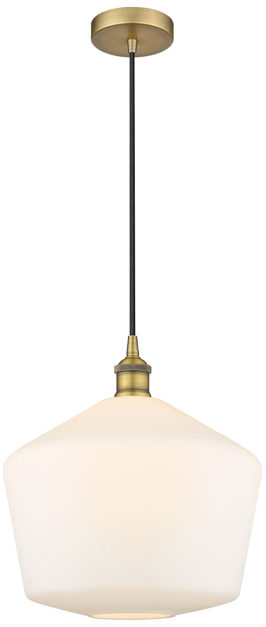 Cindyrella 12" Brushed Brass Mini Pendant w/ Cased Matte White Shade