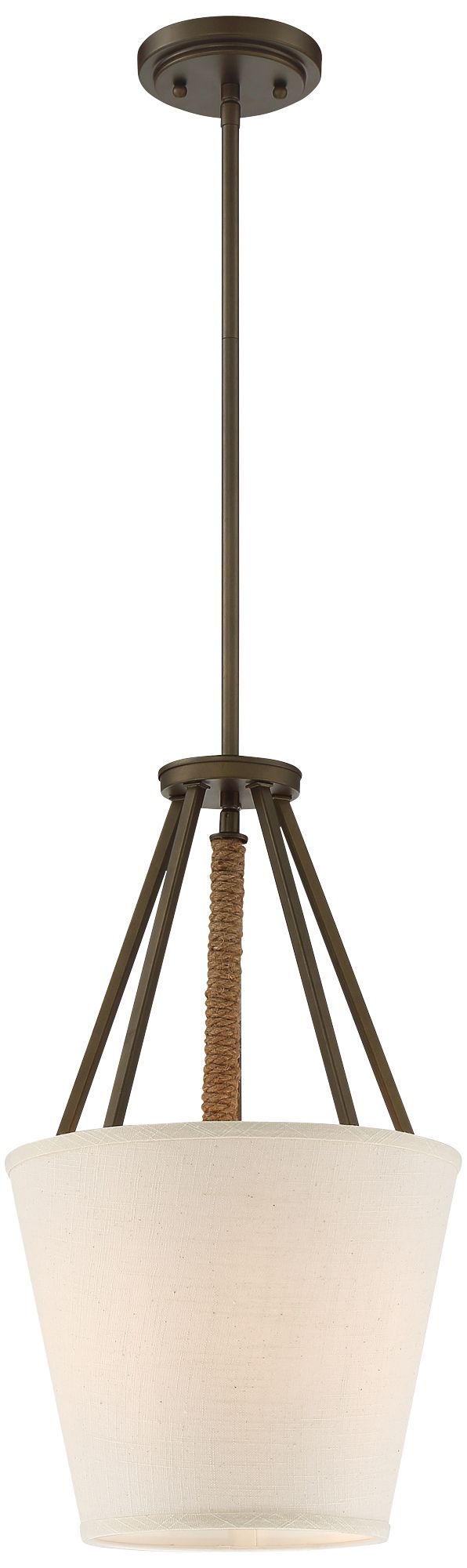 3 Light; Seneca 12 in.; Pendant; Mahogany Bronze Finish with Wrapped Rope