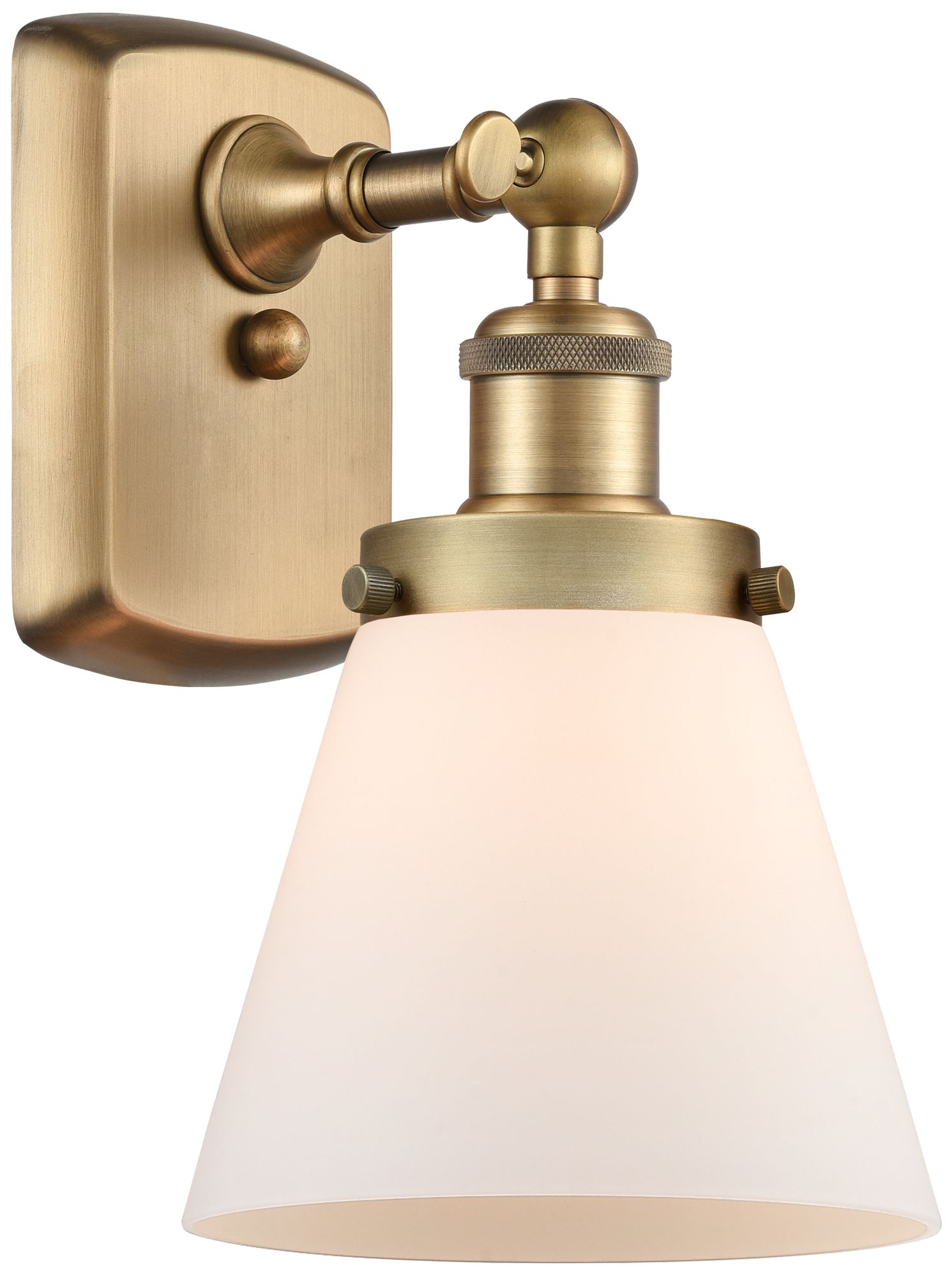 Ballston Urban Cone 11" High Brushed Brass Sconce w/ Matte White Shade