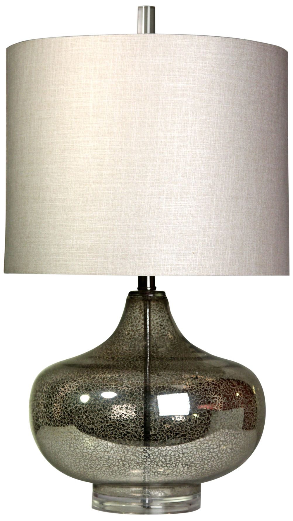 Antique Mercury Table Lamp with White Designer Print Shade