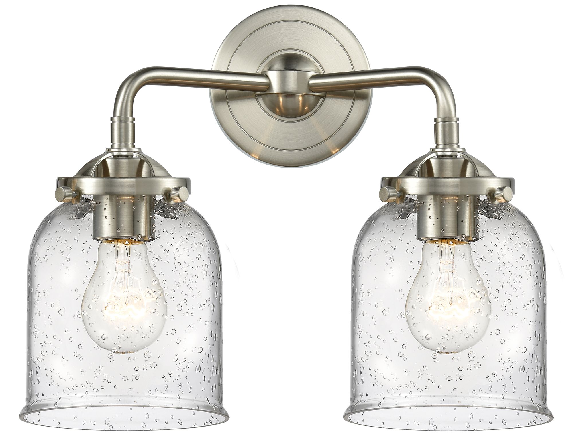 Nouveau Bell 13"W 2 Light Brushed Nickel Bath Light w/ Seedy Shade