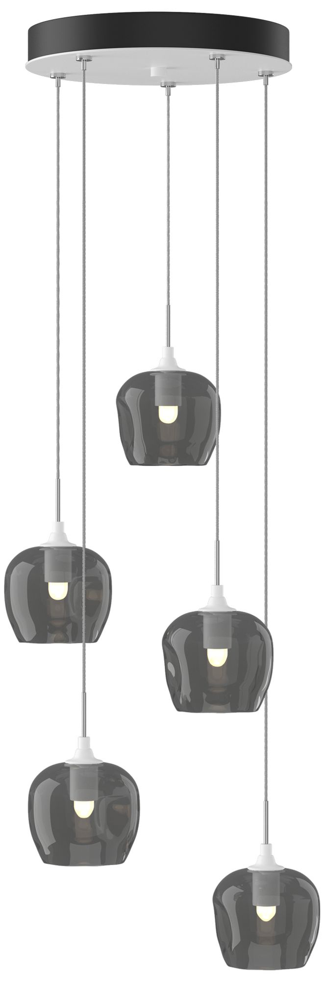 Ume 16.6" Wide 5-Light White Standard Pendant With Cool Grey Glass Sha