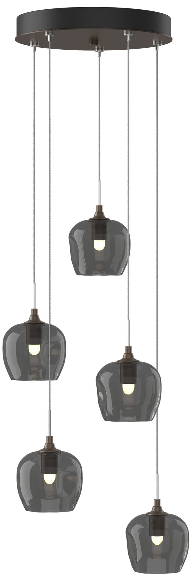 Ume 16.6" Wide 5-Light Bronze Standard Pendant With Cool Grey Glass Sh