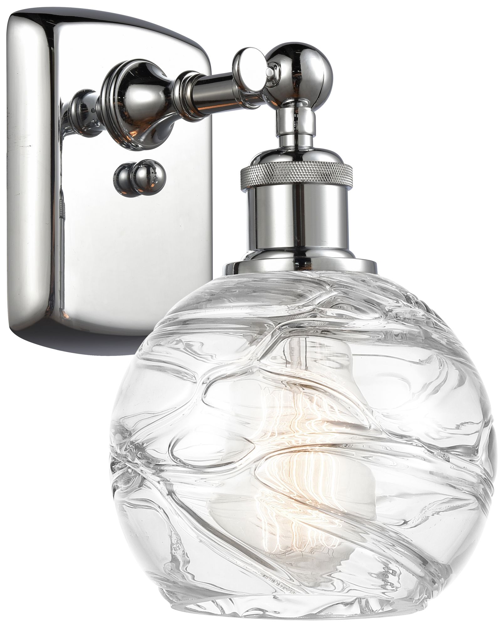 Athens Deco Swirl 6" LED Sconce - Chrome Finish - Swirl Shade