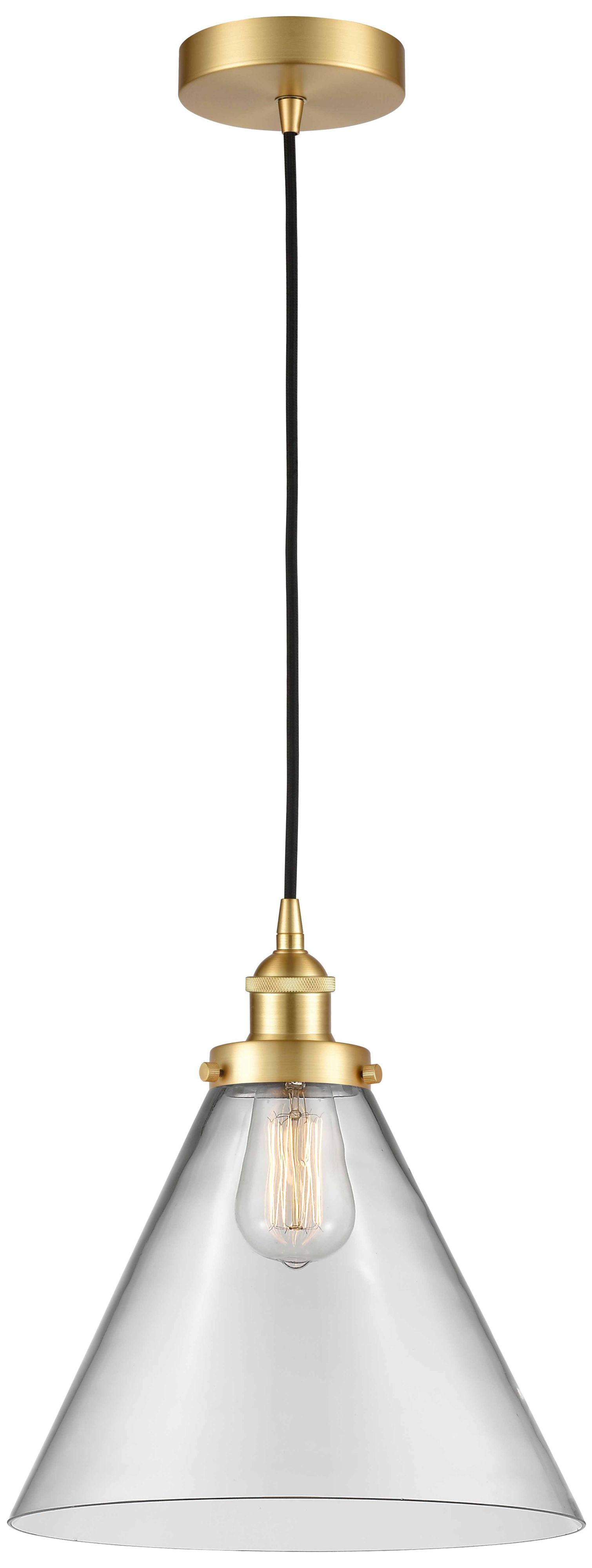 Cone 12" LED Mini Pendant - Satin Gold - Clear Shade