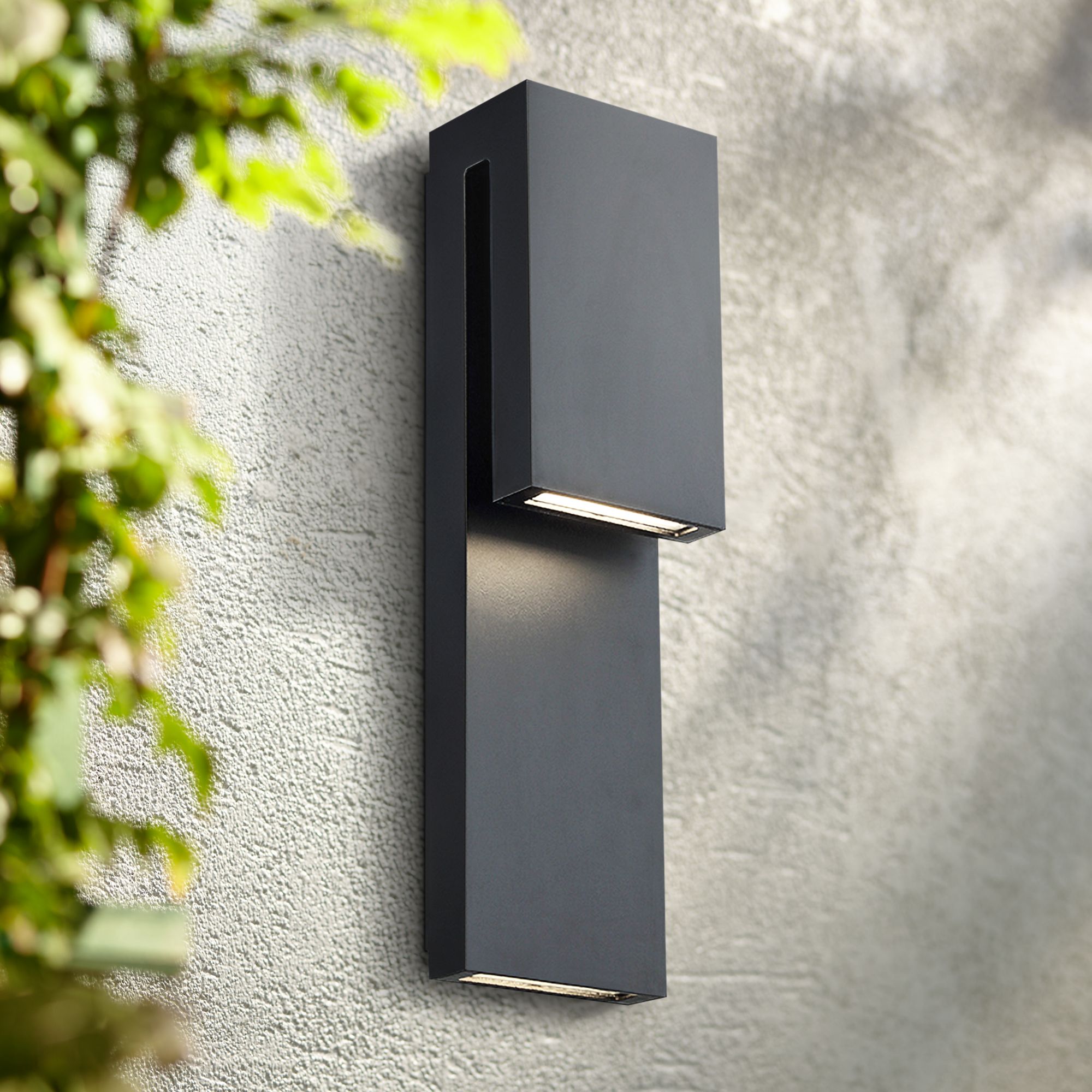 Modern Forms Double Down 18"H Black LED Outdoor Wall Light