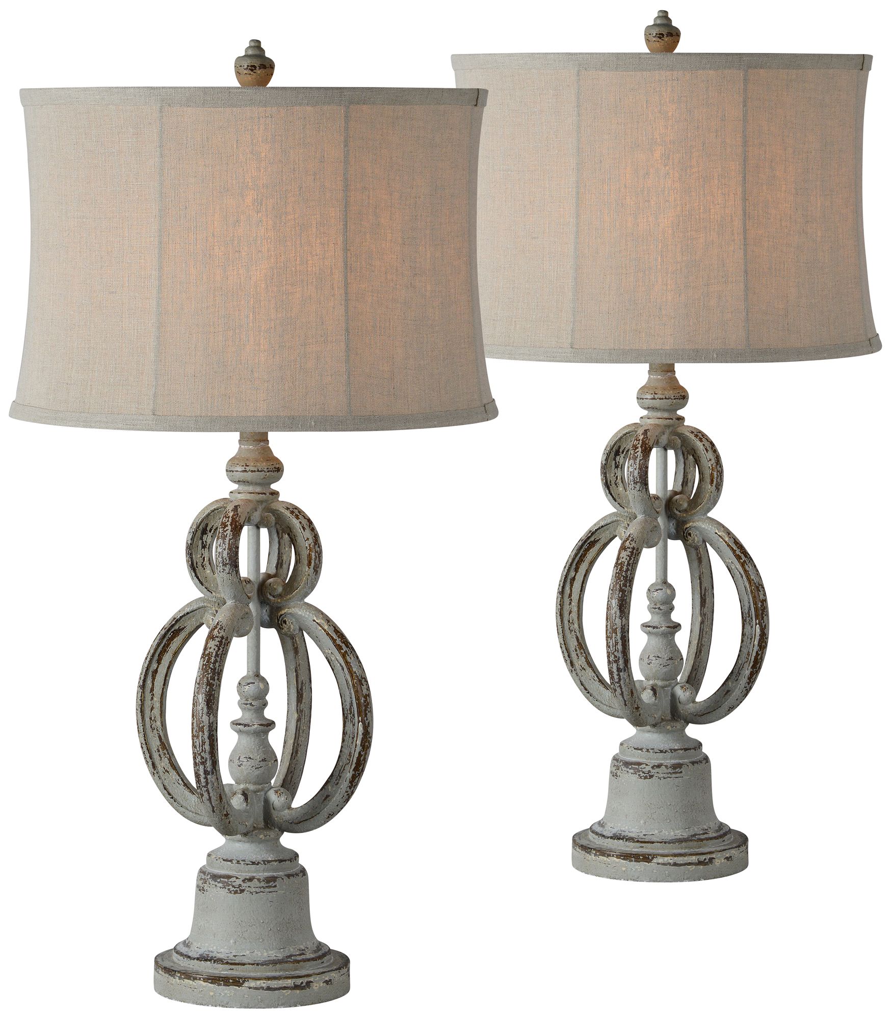 Tanner Distressed Light Gray Table Lamps Set of 2