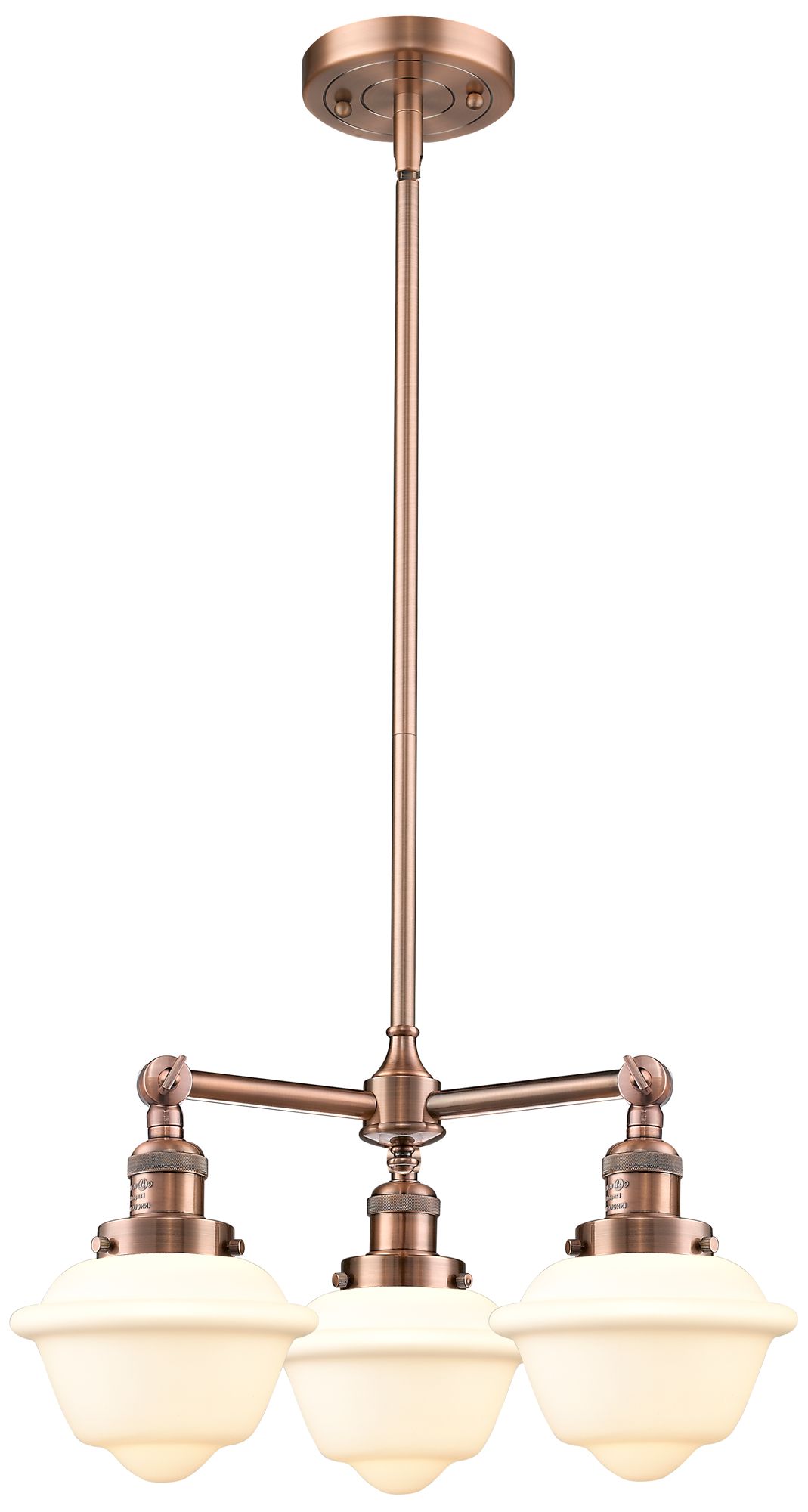 Oxford 20" Wide 3 Light Copper Chandelier w/ Matte White Shade