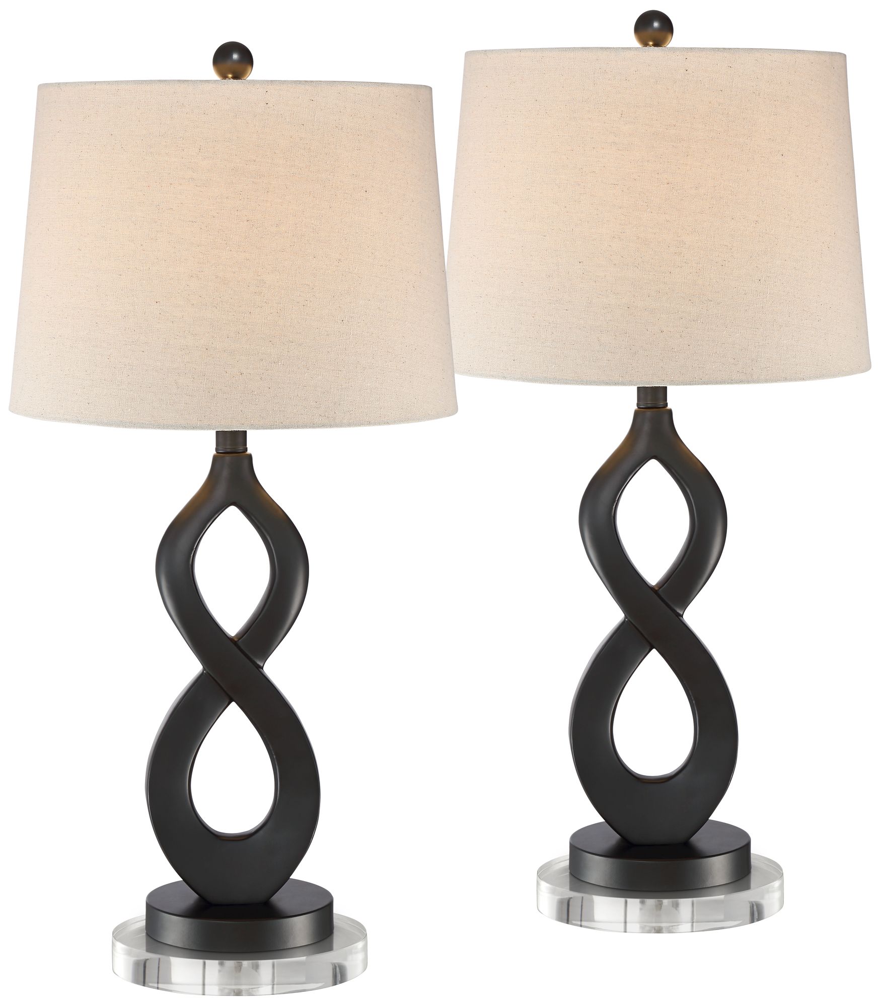 Lars Modern Twist Table Lamps With 7" Round Risers