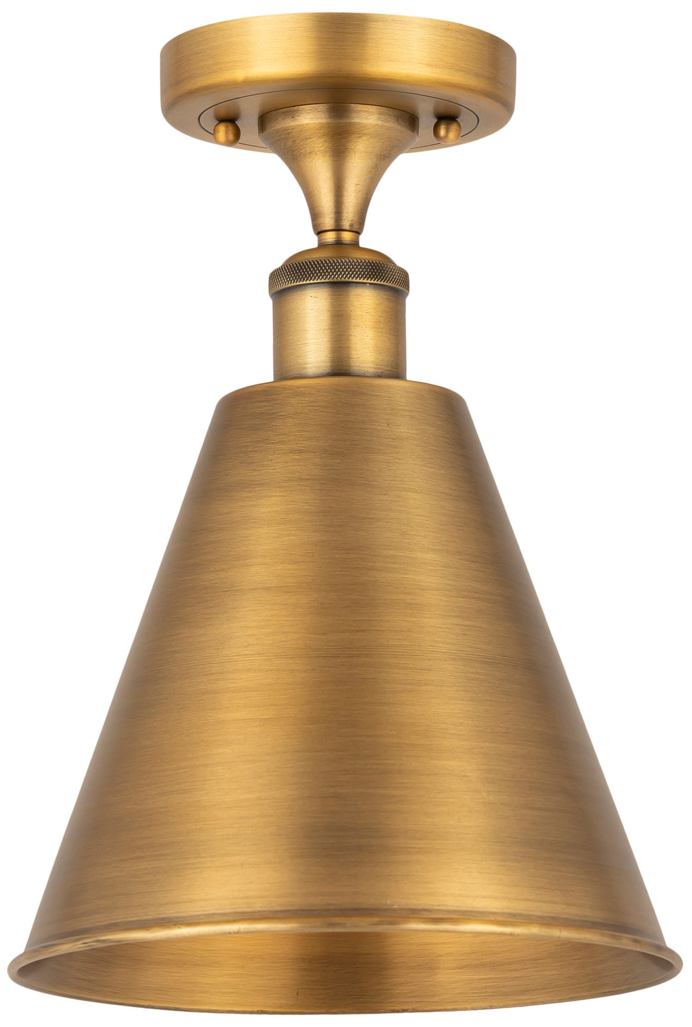 Ballston Cone  8" LED Semi-Flush Mount - Brushed Brass - Brushed Brass