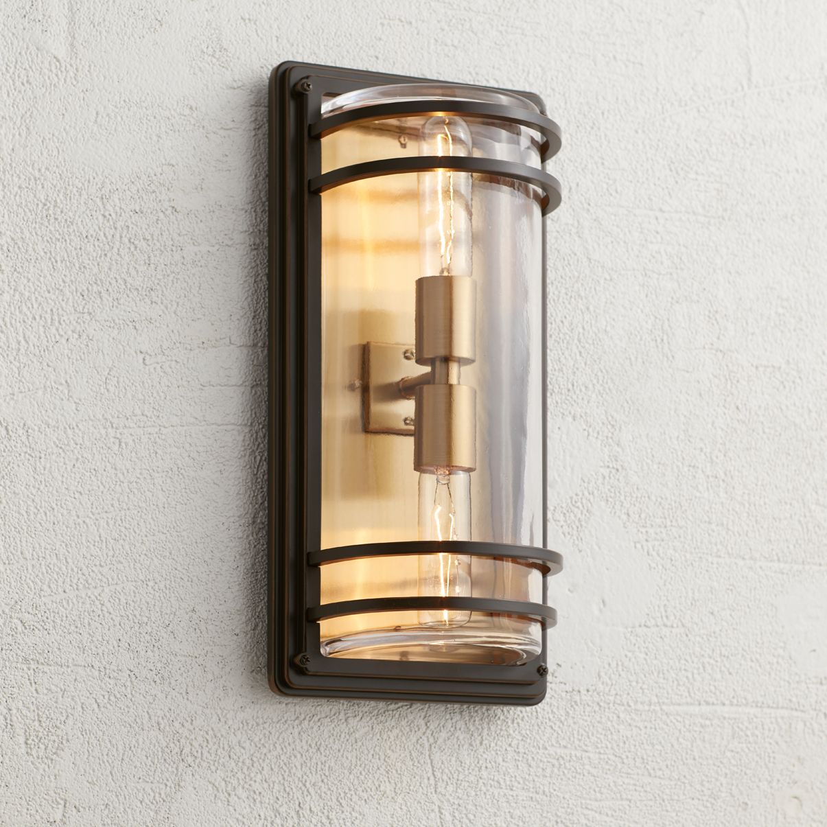 Habitat 16" High Bronze and Brass 2-Light Outdoor Wall Light