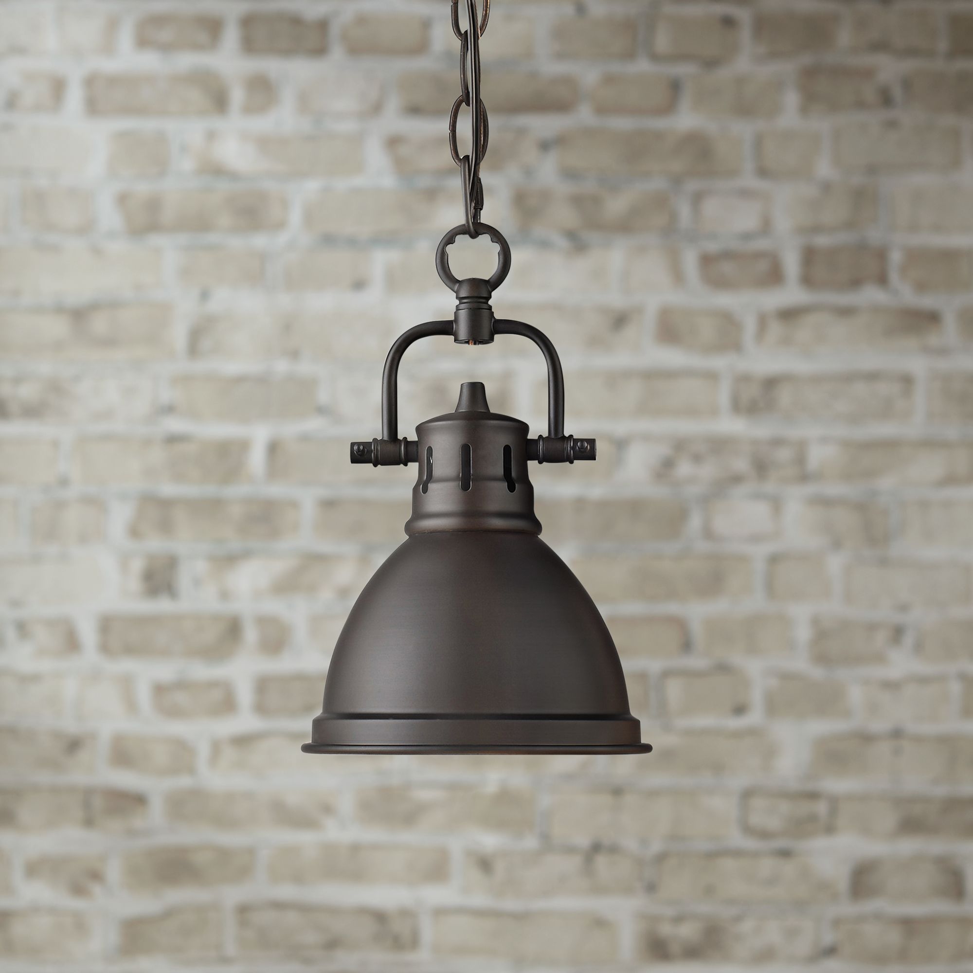 Duncan 6 1/2" Wide Rubbed Bronze Mini Pendant with Chain