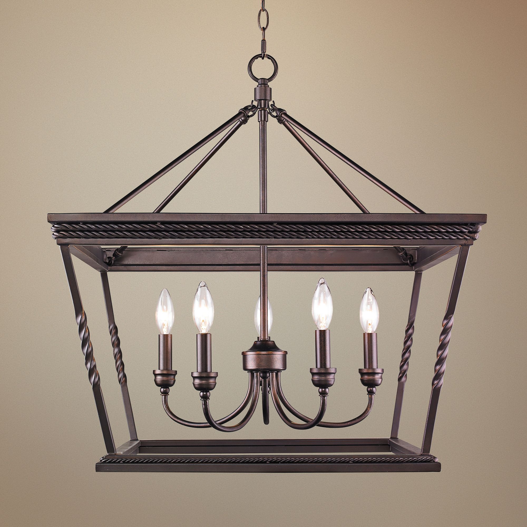 Davenport 24" Wide Etruscan Bronze 5-Light Pendant