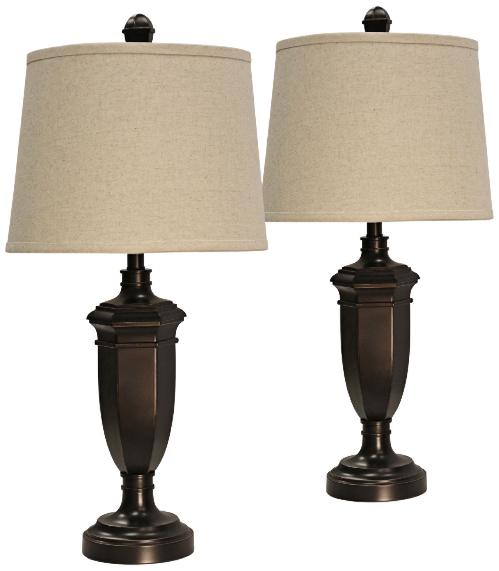 Madison Bronze Table Lamp with Beige Hardback Shade Set of 2