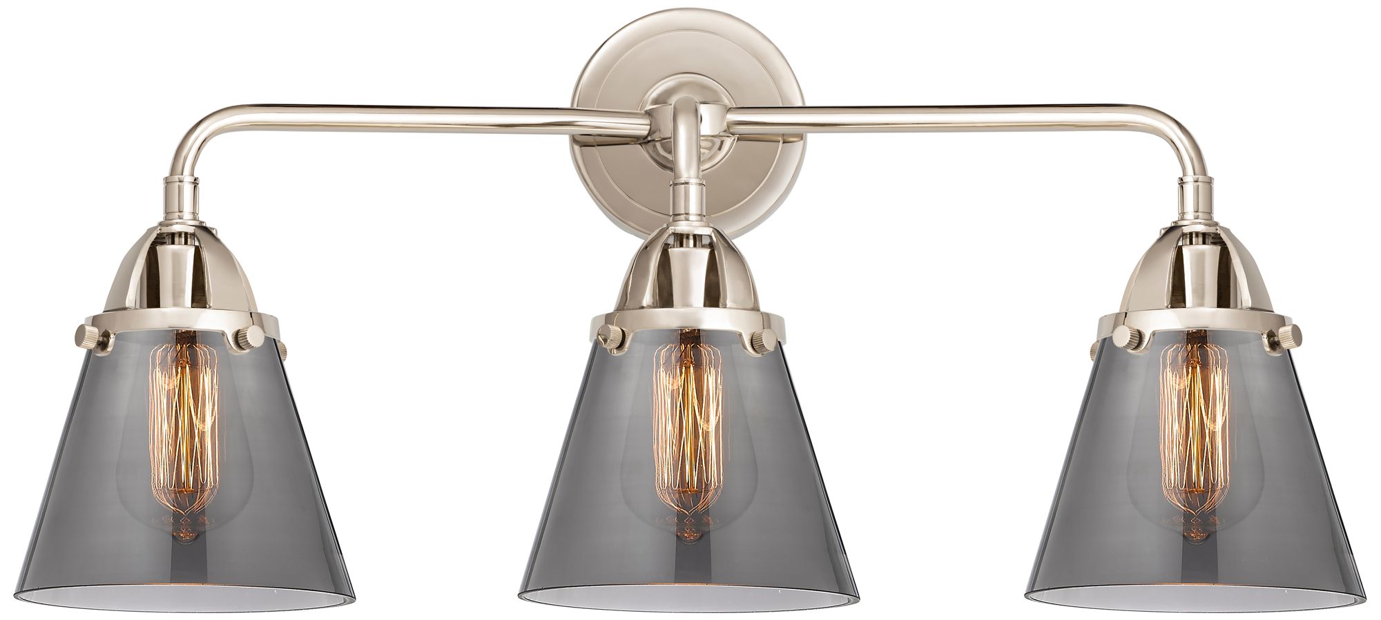 Nouveau 2 Cone 6" 3 Light 24" Bath Light - Polished Nickel - Smok