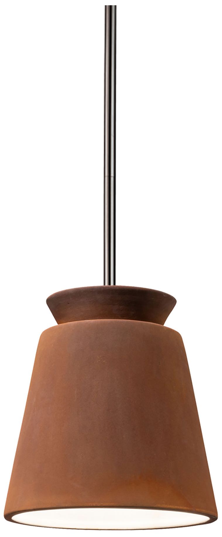 Small LED Trapezoid Pendant - Real Rust - Brushed Nickel - Rigid Stem