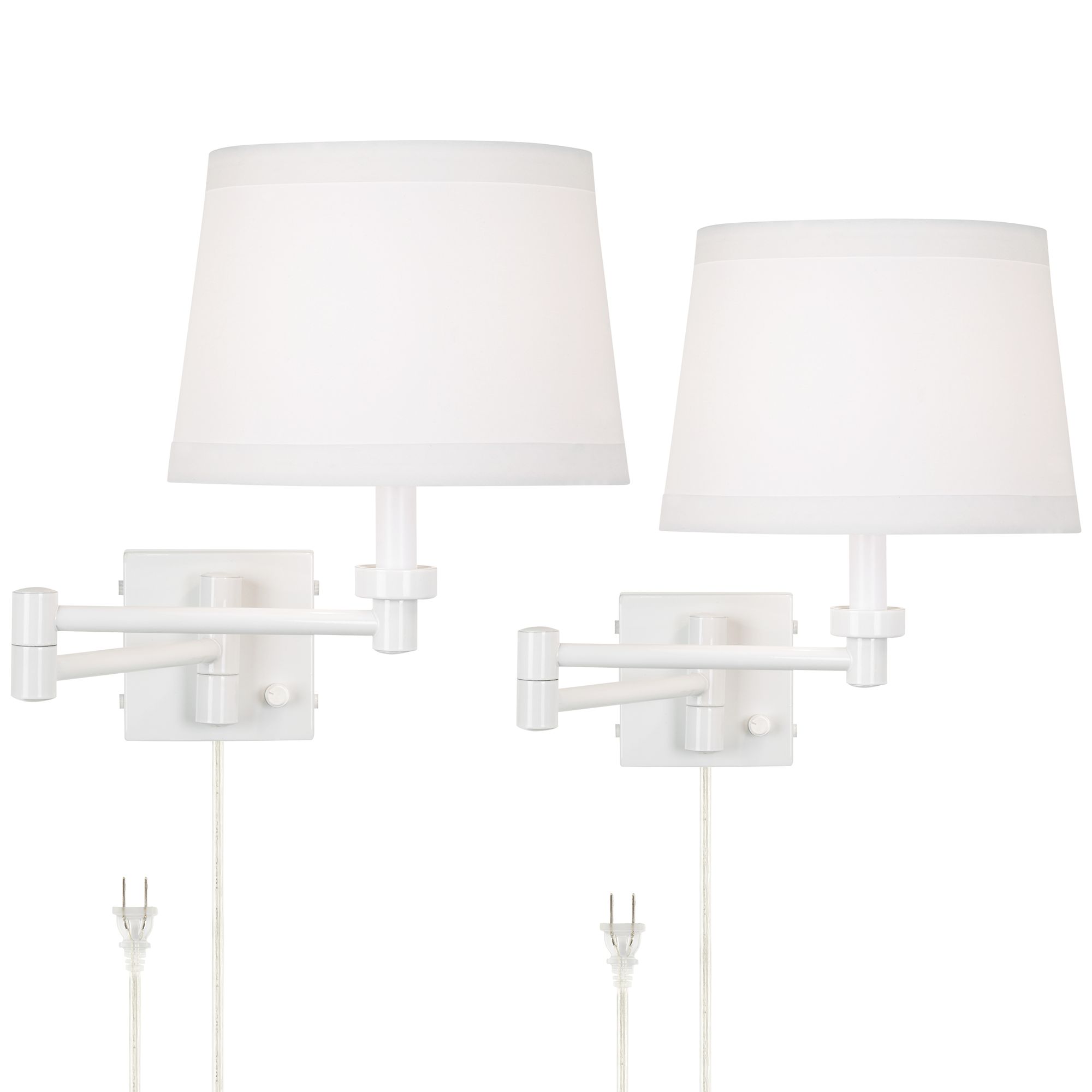 Vero White Plug-In Swing Arm Wall Lamps Set of 2