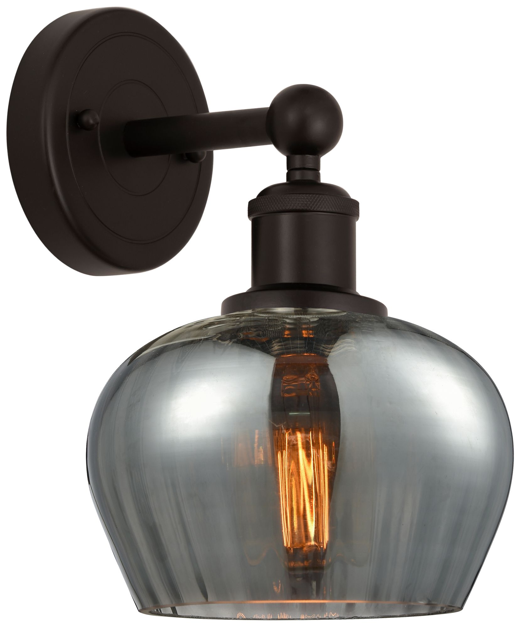 Edison Fenton 7" Oil Rubbed Bronze Sconce w/ Plated Smoke Shade